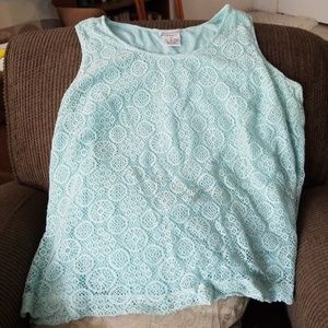 Plus size 16 Jessica London Blue Crocheted Top 16